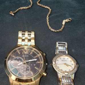 REAL SOLID 10KT. ITALIAN YELLOW 10' ROPE BRACELET AN OFFICIAL BULOVA AND GUESS